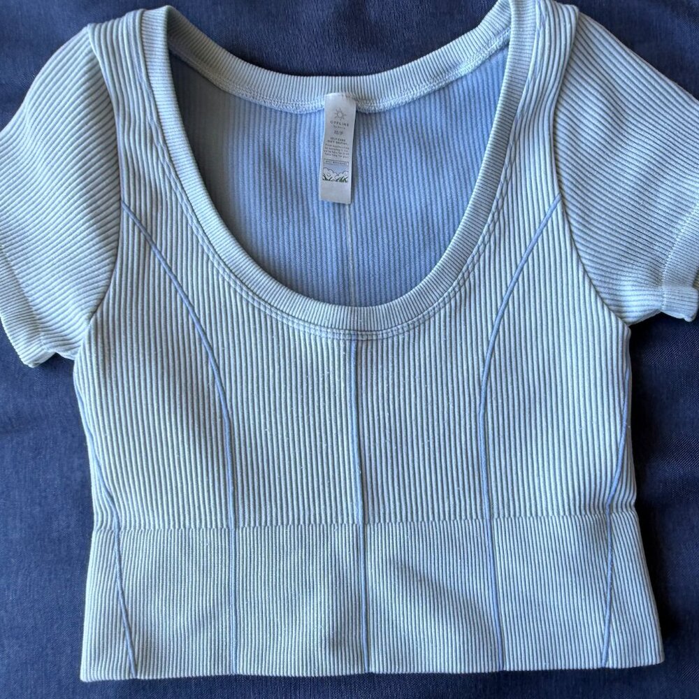 Offline by Aerie Ribbed Crop Top – Light Blue XS 💙